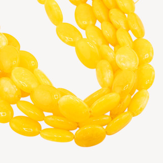 Giada Ovale Piatto Liscio 13x18mm Giallo