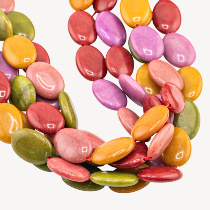 Giada Ovale Piatto Liscio 13x18mm Multicolor Arlecchino