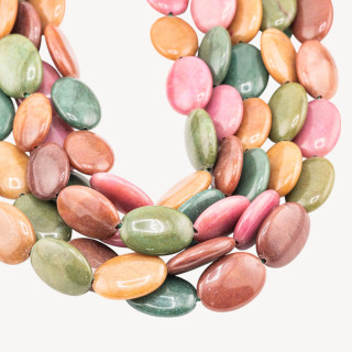 Giada Ovale Piatto Liscio 13x18mm Multicolor Caldo