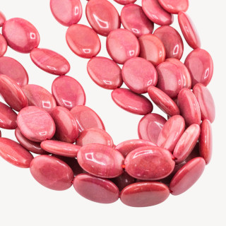 Giada Ovale Piatto Liscio 13x18mm Rosso