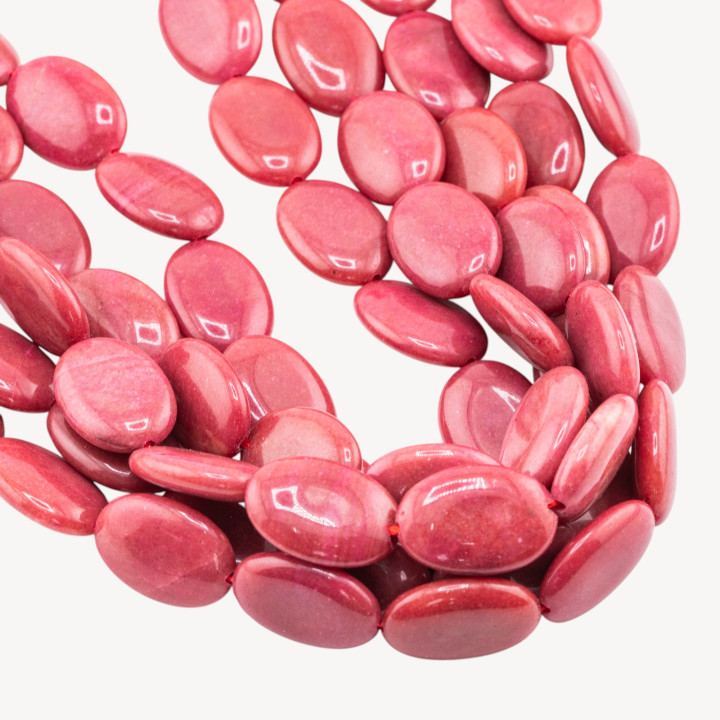 Giada Ovale Piatto Liscio 13x18mm Rosso