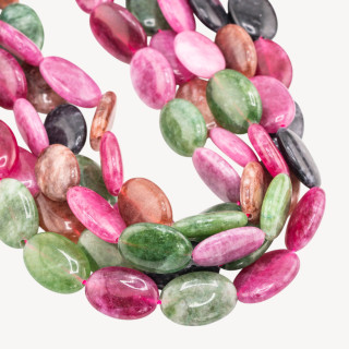 Giada Ovale Piatto Liscio 13x18mm Tormalina Multicolor