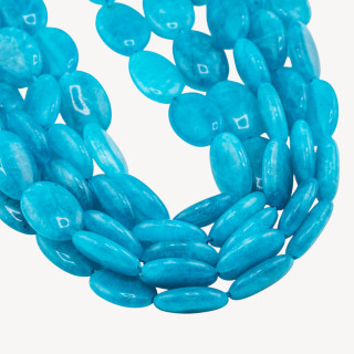 Giada Ovale Piatto Liscio 13x18mm Turchese