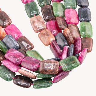 Giada Rettangolo Piatto Liscio 13x18mm Tormalina Multicolor