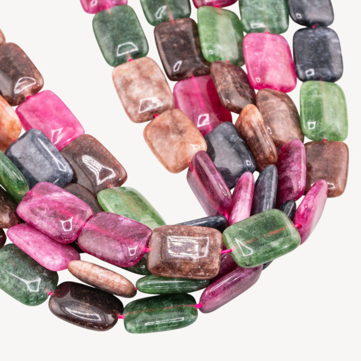 Giada Rettangolo Piatto Liscio 13x18mm Tormalina Multicolor