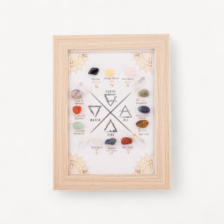 Soprammobile Cornice Calendario Zodiacale e I Quattro Elementi con Set Pietre Dure