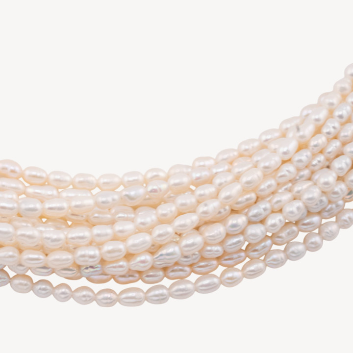 Perle Di Fiume Microperle Chicco Di Riso AA+ 3-3,5mm Bianco