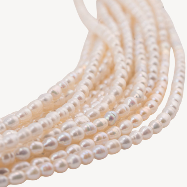 Perle Di Fiume Microperle Chicco Di Riso AA+ 3-3,5mm Bianco