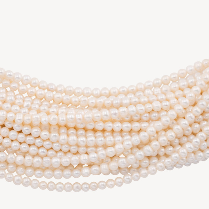 Perle Di Fiume Microperle Semiround A+ 3-4mm Bianco