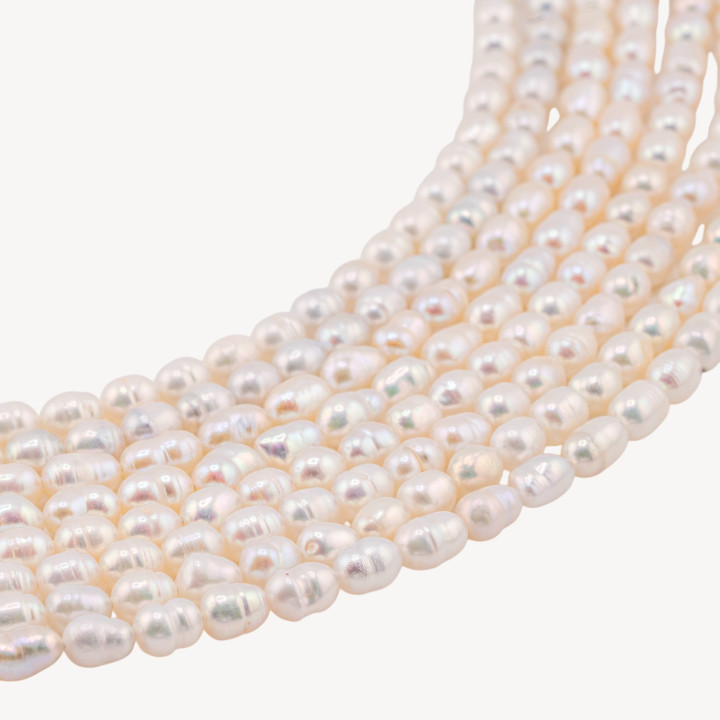 Perle Di Fiume Microperle Chicco Di Riso AA+ 4,5-5mm Bianco