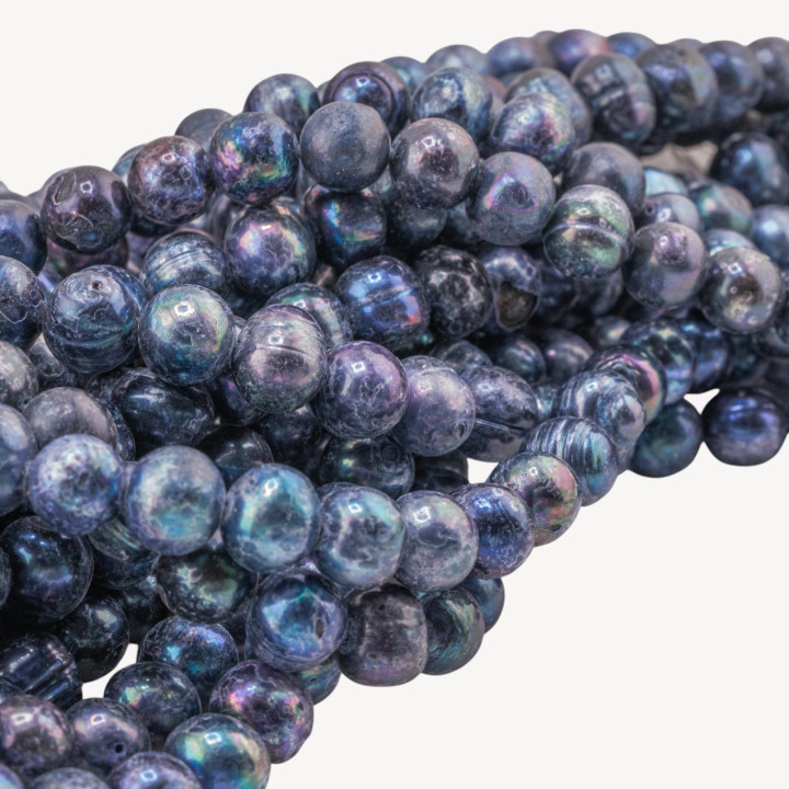 Perle di Fiume Semiround AA+ 10-11,5mm Grigio Scuro