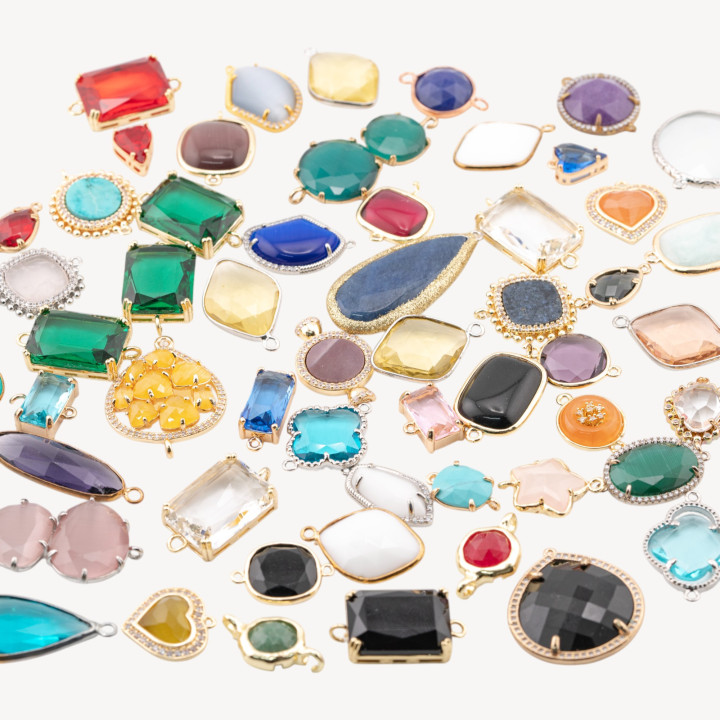 Componente Connettore Di Bronzo Con Pietre o Cristalli CZ 60pz Lotto Misto