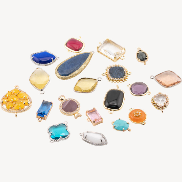 Componente Connettore Di Bronzo Con Pietre o Cristalli CZ 20pz Lotto Misto