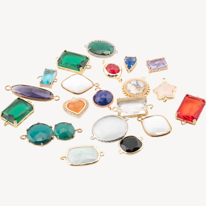 Componente Connettore Di Bronzo Con Pietre o Cristalli CZ 20pz Lotto Misto