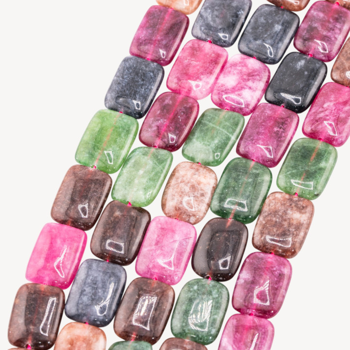 Giada Rettangolo Piatto Liscio 13x18mm Tormalina Multicolor