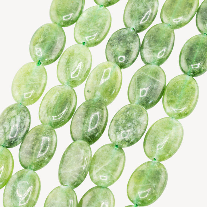 Giada Ovale Piatto Liscio 13x18mm Verde Peridot