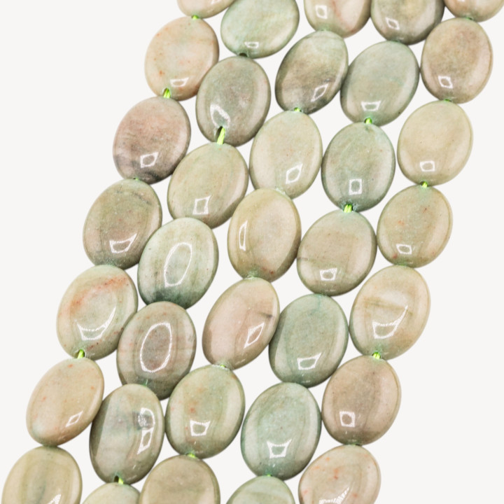 Giada Ovale Piatto Liscio 13x18mm Verde Mimetico