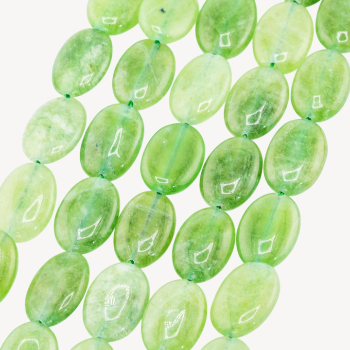 Giada Ovale Piatto Liscio 13x18mm Verde