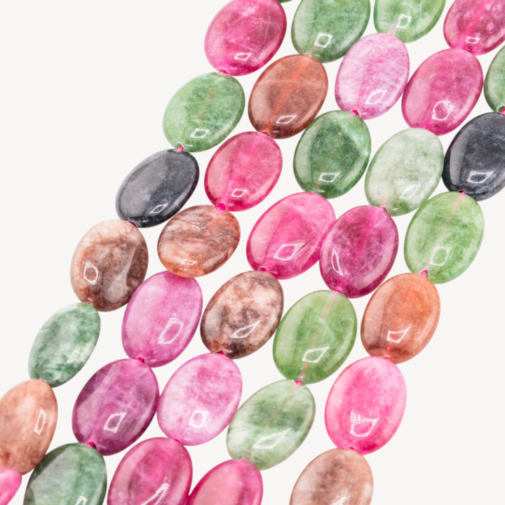 Giada Ovale Piatto Liscio 13x18mm Tormalina Multicolor