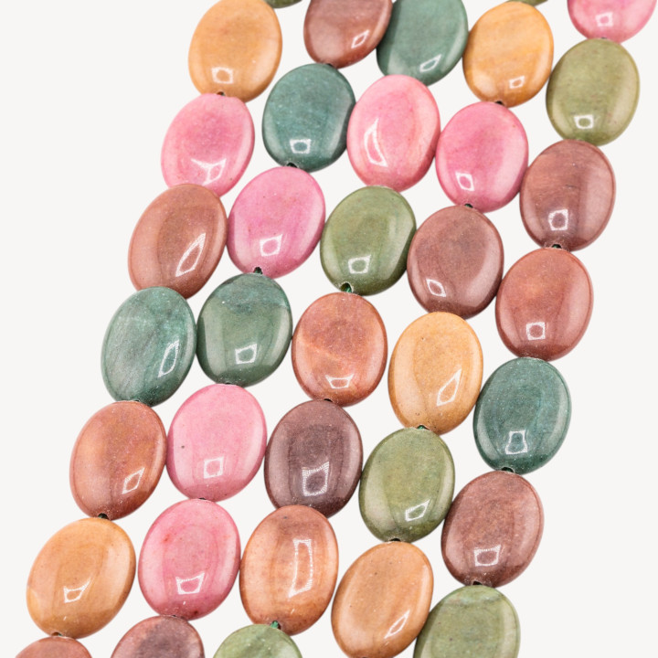 Giada Ovale Piatto Liscio 13x18mm Multicolor Caldo