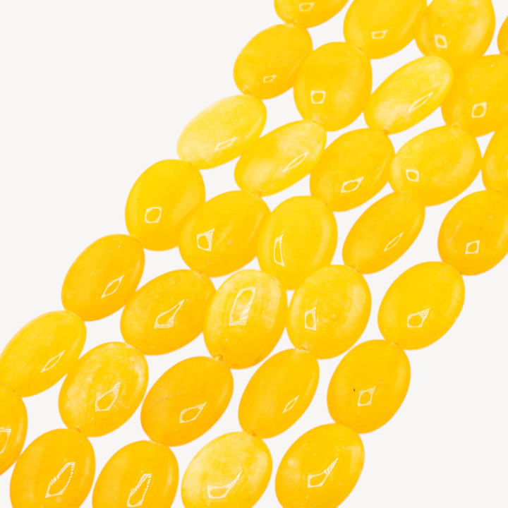 Giada Ovale Piatto Liscio 13x18mm Giallo