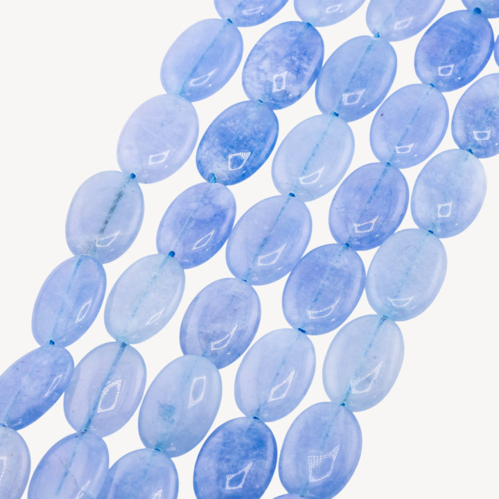 Giada Ovale Piatto Liscio 13x18mm Blu Ghiaccio