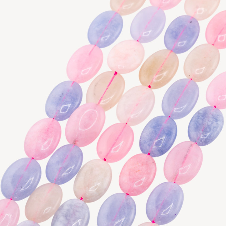 Giada Ovale Piatto Liscio 13x18mm Berillo Multicolor