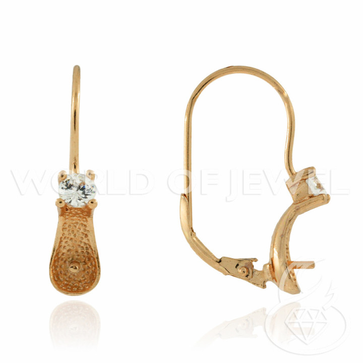 Pendientes de Plata de Ley 925 Base Con Zircon Gancho Cerrado 05x26mm 3 Pares Oro Rosa