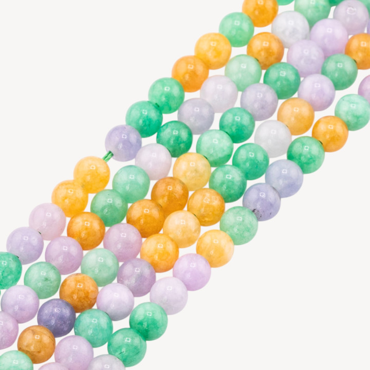 Giada Mix Color Crisoprasio Lavanda Gialla Tondo Liscio 6mm