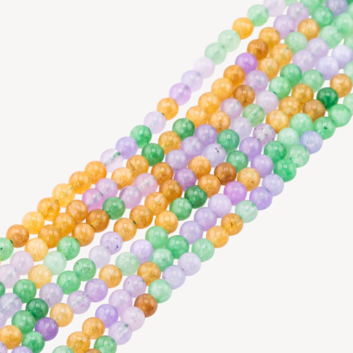 Giada Mix Color Crisoprasio Lavanda Gialla Tondo Liscio 4mm