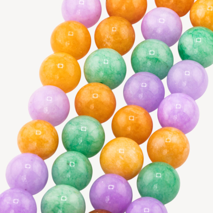 Giada Mix Color Crisoprasio Lavanda Gialla Tondo Liscio 14mm