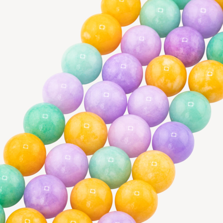 Giada Mix Color Crisoprasio Lavanda Gialla Tondo Liscio 12mm