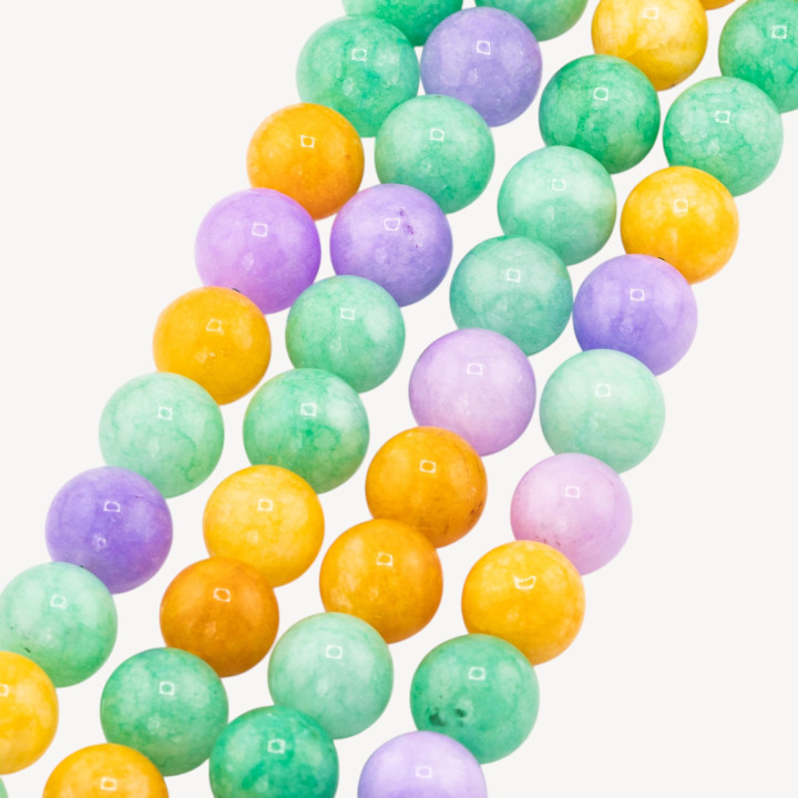 Giada Mix Color Crisoprasio Lavanda Gialla Tondo Liscio 10mm