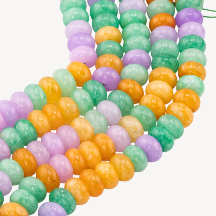 Giada Mix Color Crisoprasio Lavanda Gialla Rondelle Lisce 10x6mm