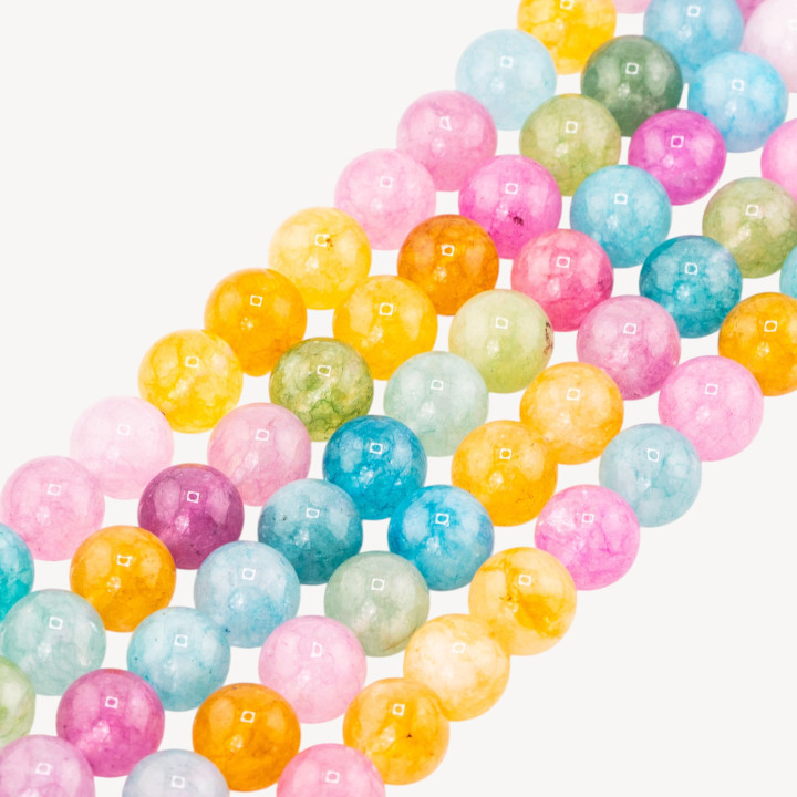 Cristallo Di Rocca Mix Color Chiaro Tondo Liscio 10mm