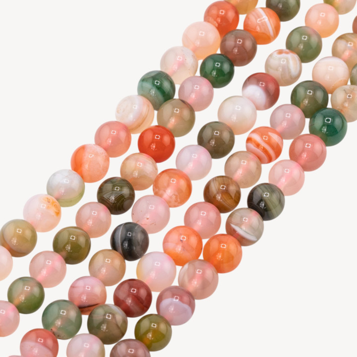 Agata Mix Floreale Tondo Liscio 8mm