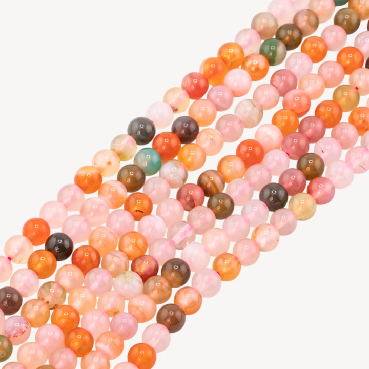 Agata Mix Floreale Tondo Liscio 6mm