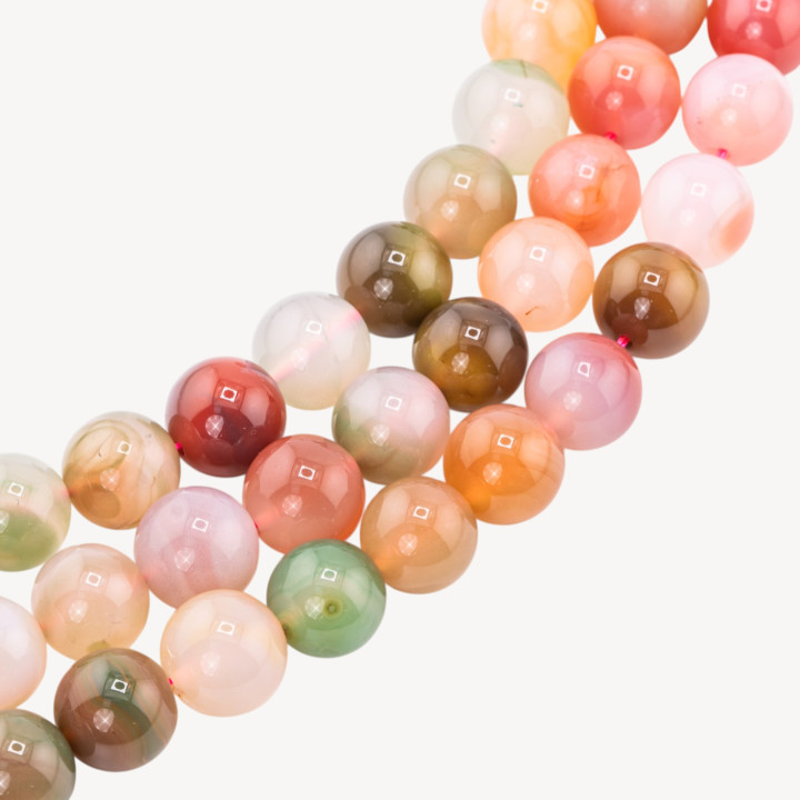 Agata Mix Floreale Tondo Liscio 14mm