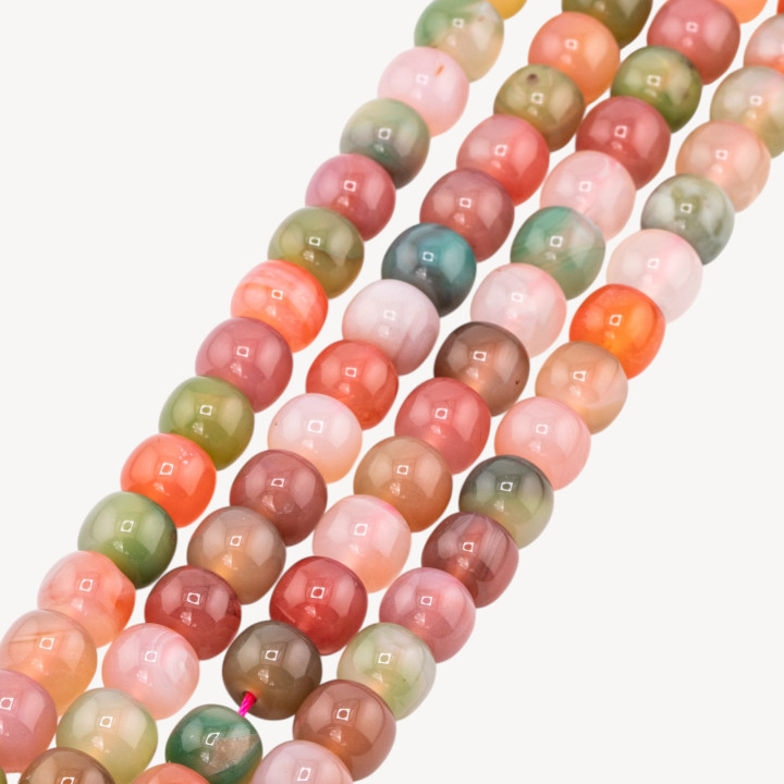 Agata Mix Floreale Barilotto Liscio 8x9mm