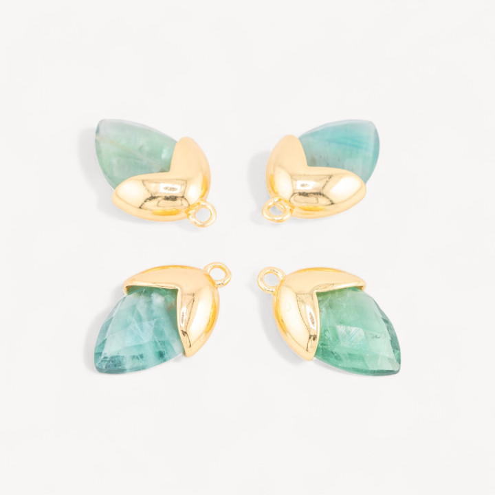 Pendente Componente Di Pietre Dure Incastonate Con Bronzo Ghianda 1 Anellino 12,5x20mm 8pz Dorato