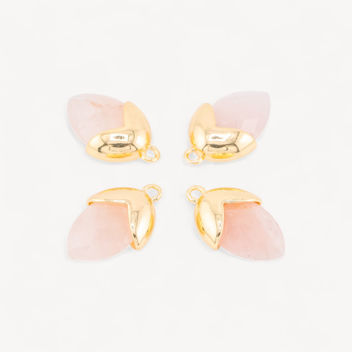 Pendente Componente Di Pietre Dure Incastonate Con Bronzo Ghianda 1 Anellino 12,5x20mm 8pz Dorato