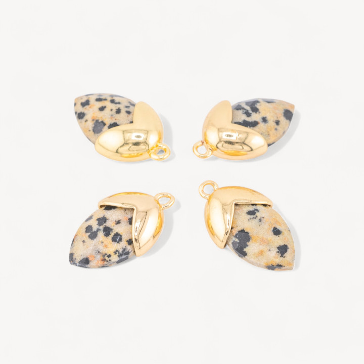 Pendente Componente Di Pietre Dure Incastonate Con Bronzo Ghianda 1 Anellino 12,5x20mm 8pz Dorato