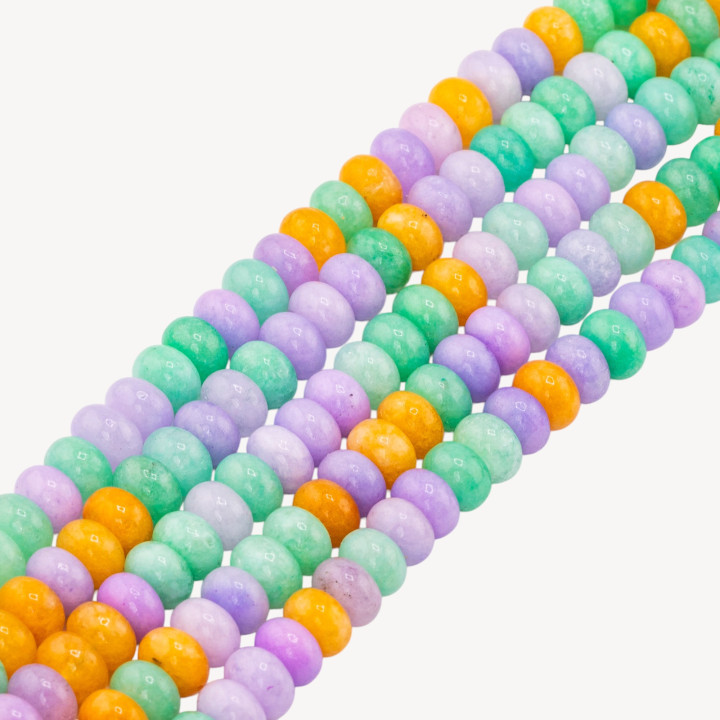 Giada Mix Color Crisoprasio Lavanda Gialla Rondelle Lisce 8x5mm