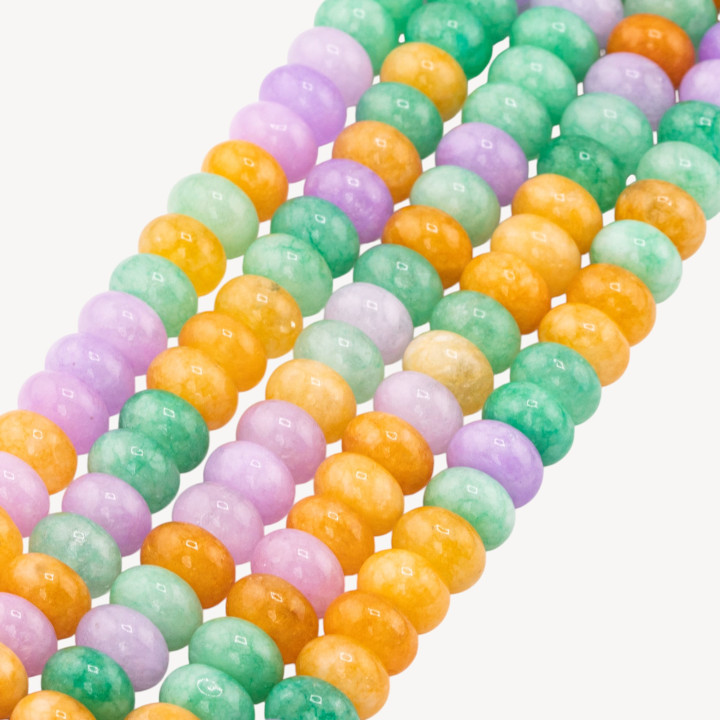 Giada Mix Color Crisoprasio Lavanda Gialla Rondelle Lisce 10x6mm