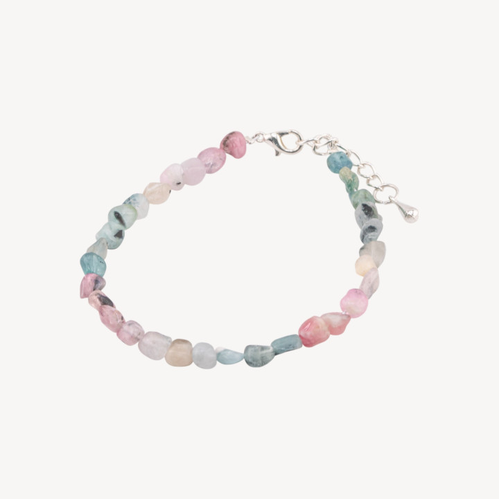 Bracciale con Pietre Dure e Chiusura e Catenina In Bronzo Con Sassi Di Tormalina