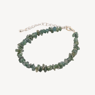 Bracciale con Pietre Dure e Chiusura e Catenina In Bronzo Con Sassi Di Tormalina Verde