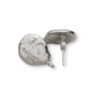 Basi Per Orecchini Di Ottone Perno Goccia Battuta 12x17mm 10 Paia Rodiato