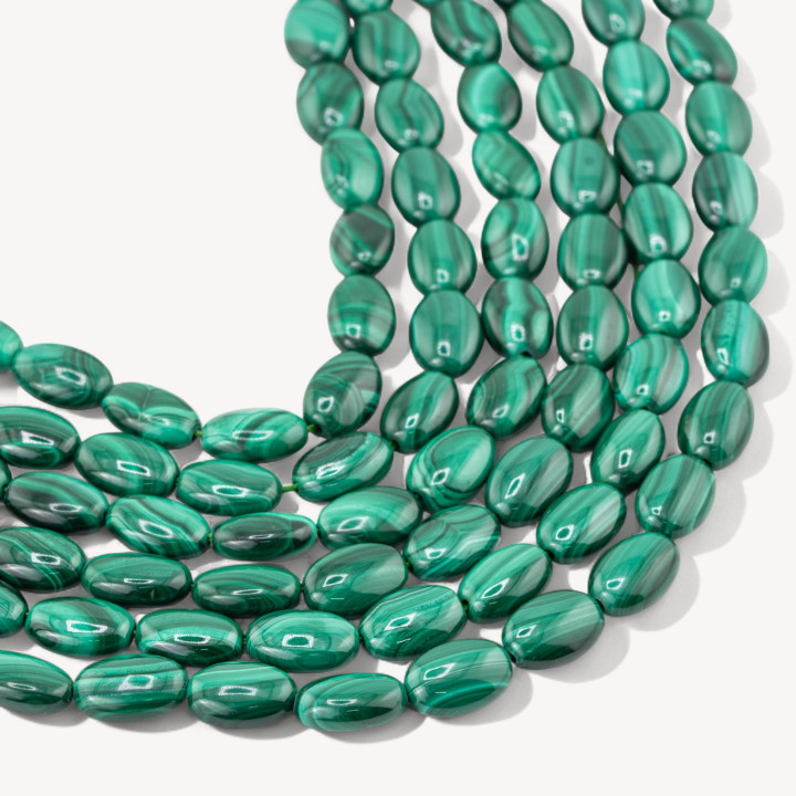 Malachite Ovale Piatto 8x12mm