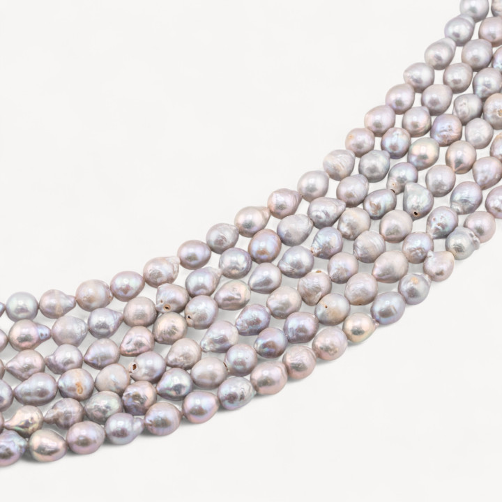 Perle Di Fiume Barocche Goccine 7-7,5mm Grigio