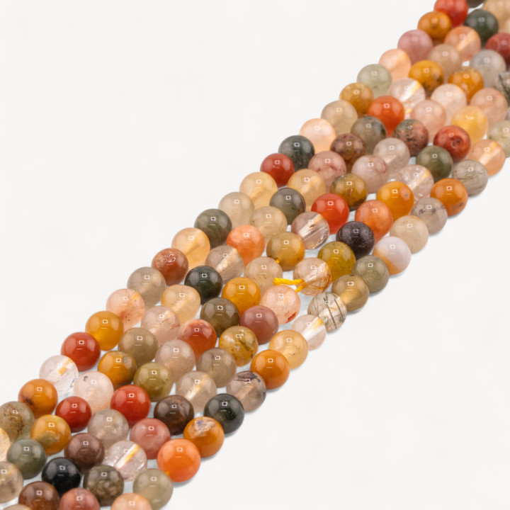 Quarzo Rutilato Multicolor Perlina Tonda liscia 6mm